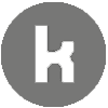 Ein weißer Kleinbuchstabe "k" innerhalb eines grauen Kreises auf weißem Hintergrund.